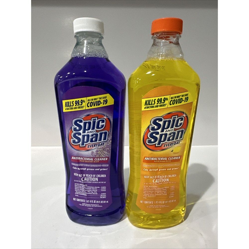 Lot Of 2 SPIC AND SPAN MULTI-PURPOSE CLEANER FRESH LEMON & FRESH LAVENDER 20OZ